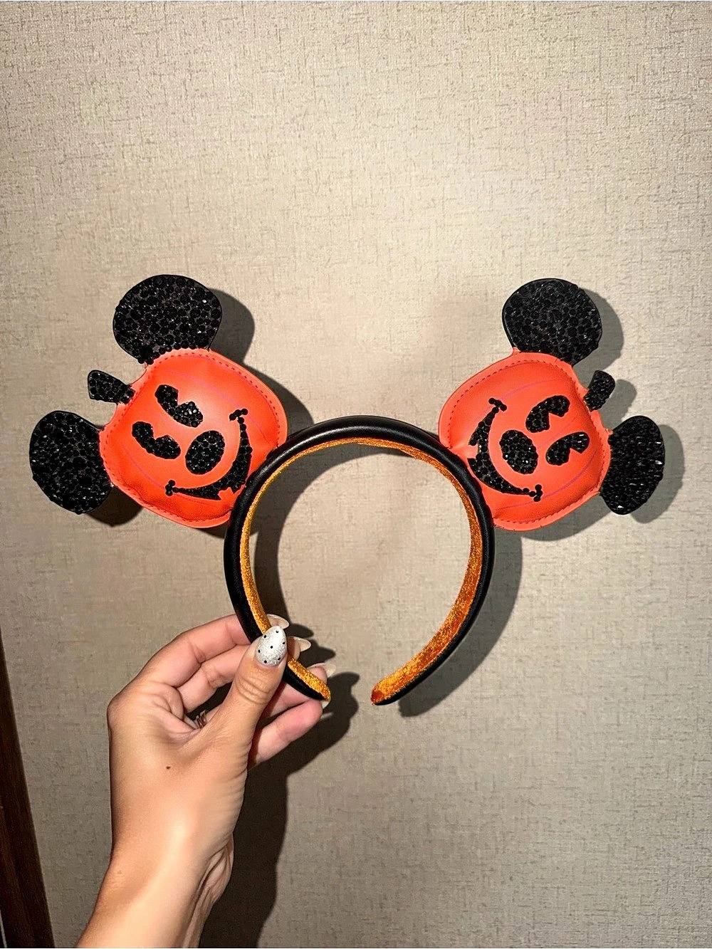 Disney Mickey Mouse Jack-o'-Lantern Ear Headband Orange & Black
